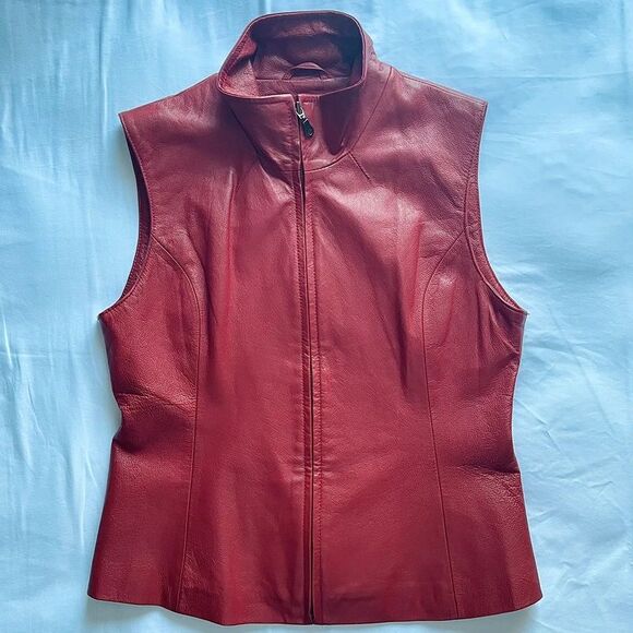 Mark Alan Jackets & Blazers - Vintage Y2K Mark Alan Women's Red Genuine Leather Vest Size L
